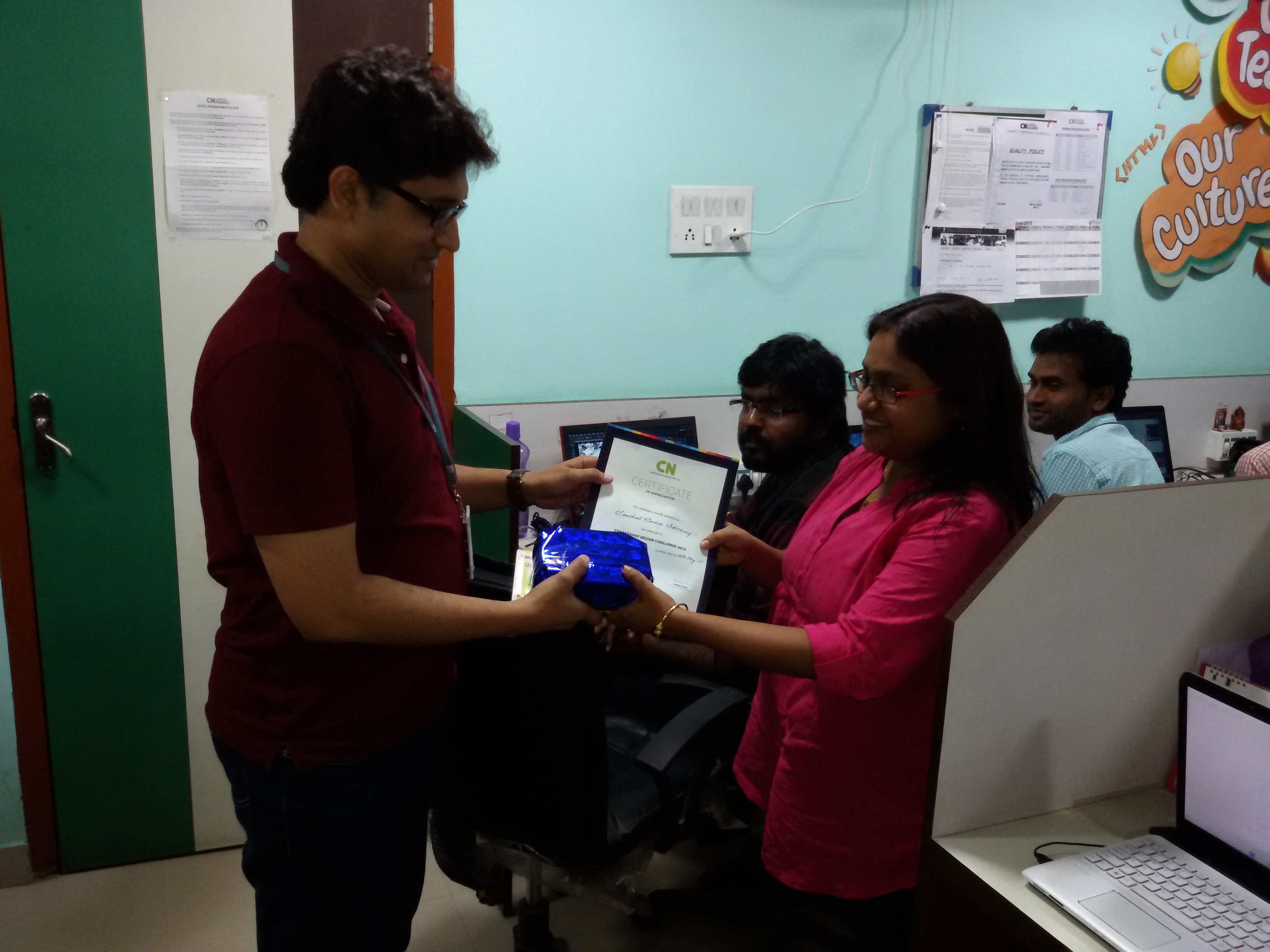 Sanchari Adhikary receiving 1st Prize from Anindya Mukherjee