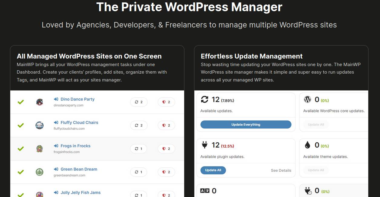 MainWP multisite management tool
